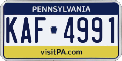 PA license plate KAF4991