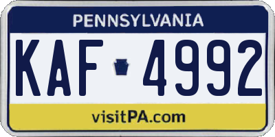 PA license plate KAF4992