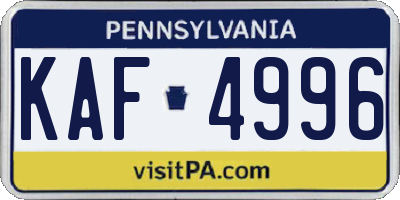 PA license plate KAF4996