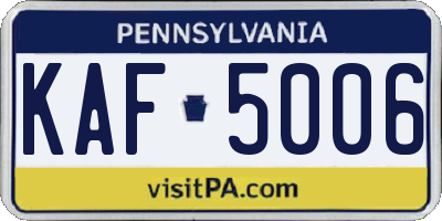 PA license plate KAF5006