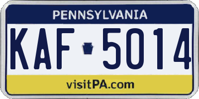 PA license plate KAF5014