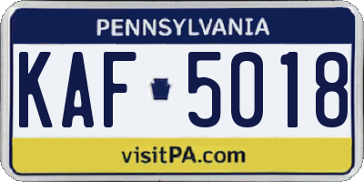 PA license plate KAF5018