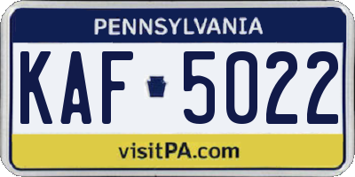 PA license plate KAF5022
