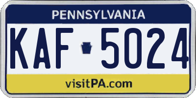 PA license plate KAF5024