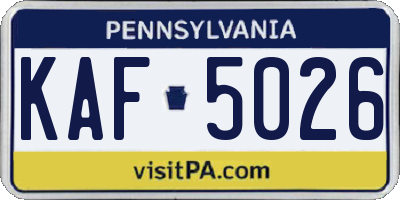 PA license plate KAF5026