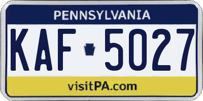 PA license plate KAF5027