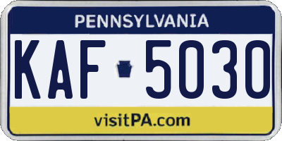 PA license plate KAF5030