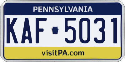 PA license plate KAF5031