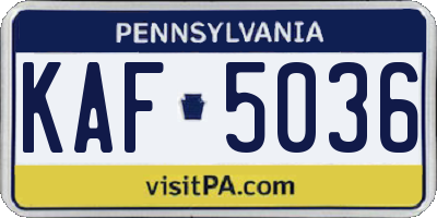 PA license plate KAF5036