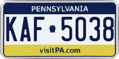 PA license plate KAF5038