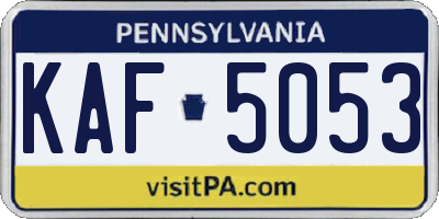 PA license plate KAF5053