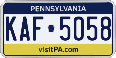 PA license plate KAF5058