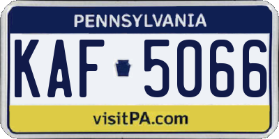 PA license plate KAF5066