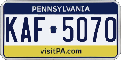 PA license plate KAF5070