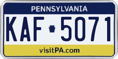 PA license plate KAF5071