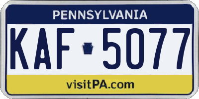 PA license plate KAF5077