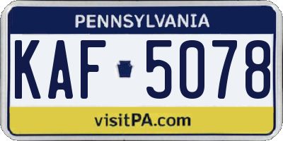 PA license plate KAF5078