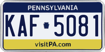 PA license plate KAF5081
