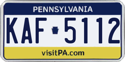 PA license plate KAF5112