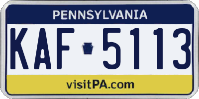 PA license plate KAF5113