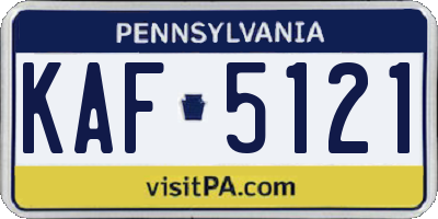 PA license plate KAF5121