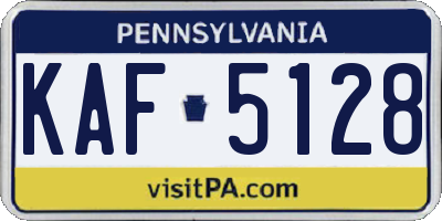 PA license plate KAF5128