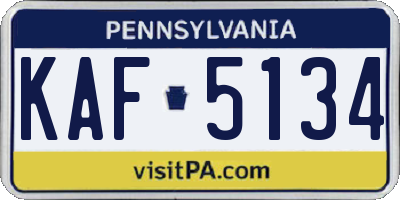 PA license plate KAF5134