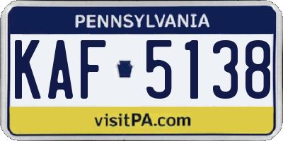 PA license plate KAF5138