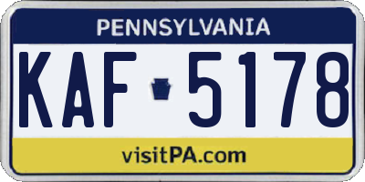 PA license plate KAF5178