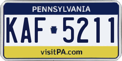 PA license plate KAF5211