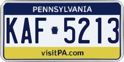 PA license plate KAF5213