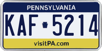 PA license plate KAF5214