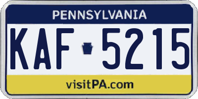 PA license plate KAF5215