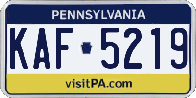 PA license plate KAF5219