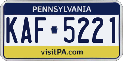 PA license plate KAF5221