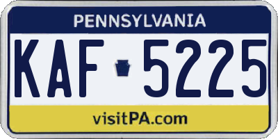PA license plate KAF5225