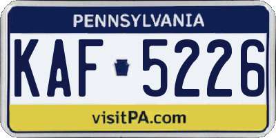 PA license plate KAF5226