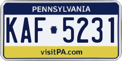 PA license plate KAF5231