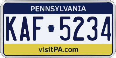 PA license plate KAF5234