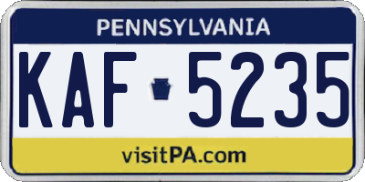 PA license plate KAF5235