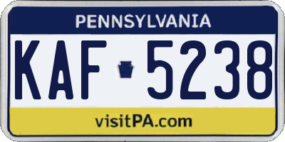 PA license plate KAF5238