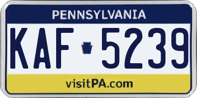 PA license plate KAF5239