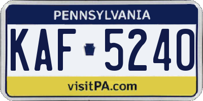 PA license plate KAF5240