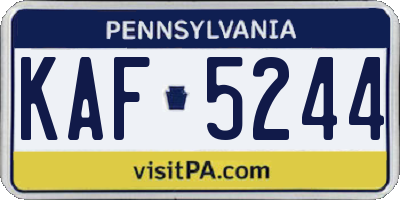 PA license plate KAF5244