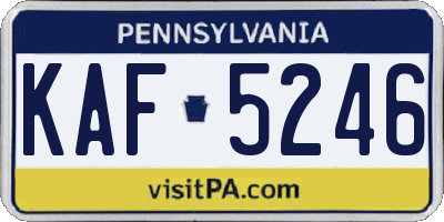 PA license plate KAF5246