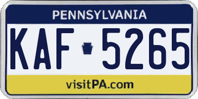 PA license plate KAF5265