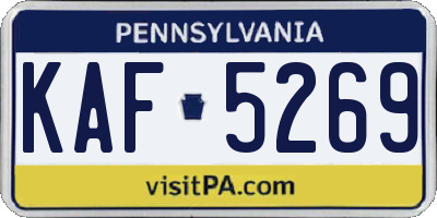 PA license plate KAF5269