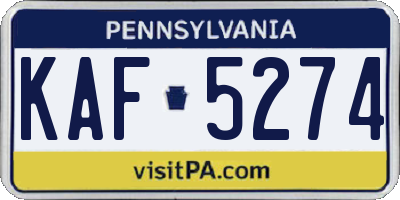 PA license plate KAF5274