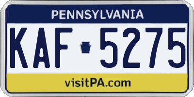 PA license plate KAF5275