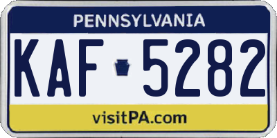 PA license plate KAF5282
